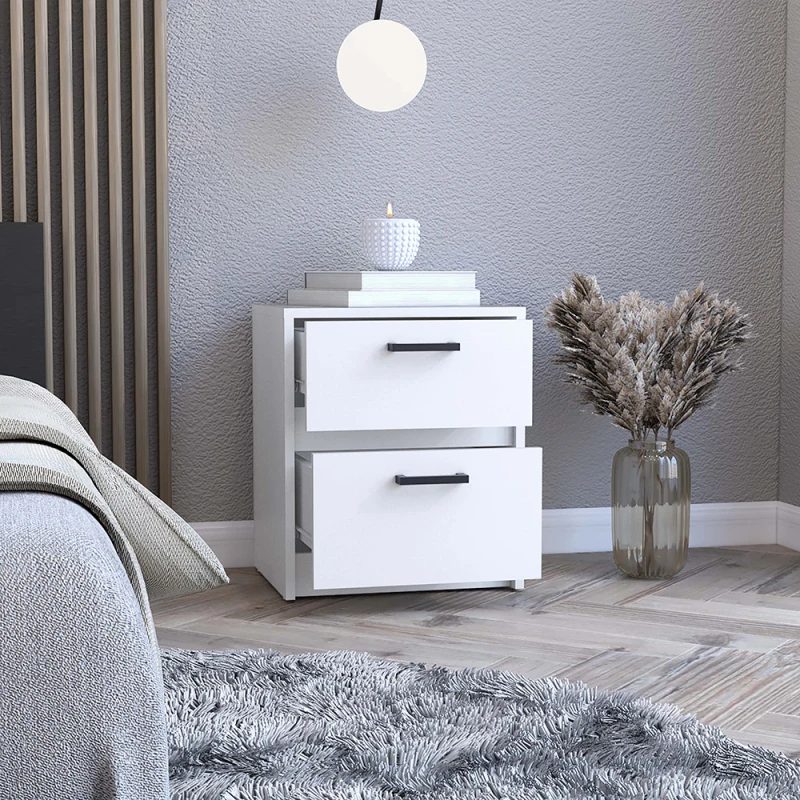 Nightstand Chequered, Two Drawes, White Finish
Nightstand Chequered, Two Drawes, White Finish