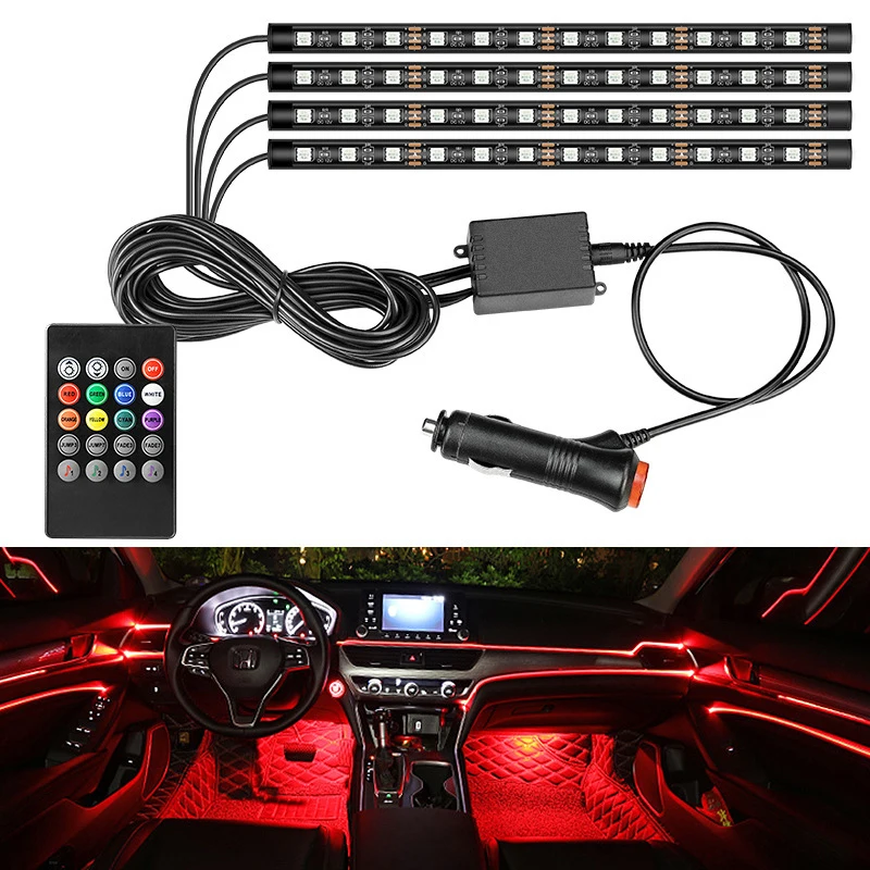 Car Atmosphere Foot Lamp With USB Wireless Music Remote Control 48 LED Strip Automotive Interior Multiple Modes Decorative Light
Car Atmosphere Foot Lamp With USB Wireless Music Remote Control 48 LED Strip Automotive Interior Multiple Modes Decorative Light