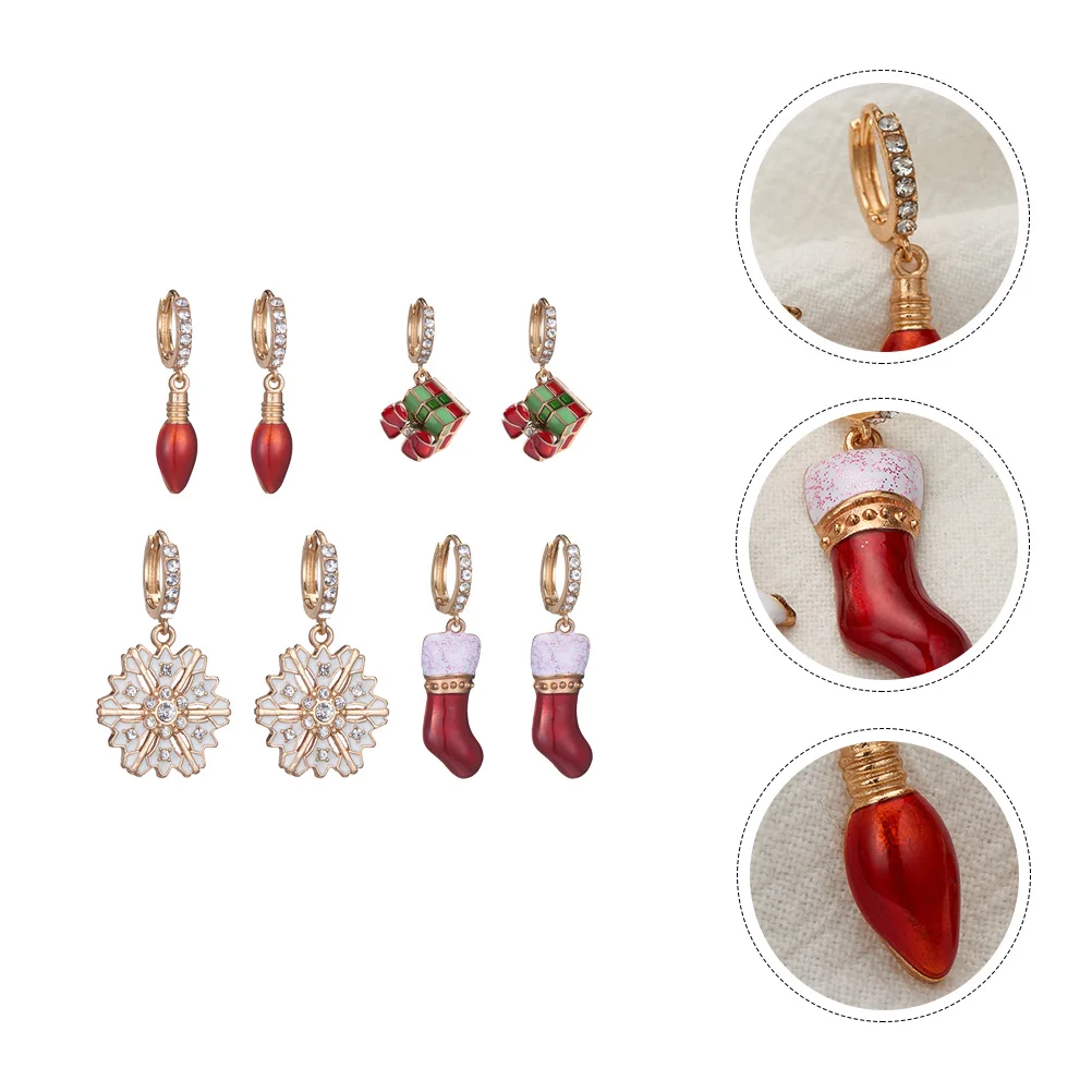4 Pairs Earring Christmas Earrings Set Sterling Silver Women Drop Alloy Ornament Miss
4 Pairs Earring Christmas Earrings Set Sterling Silver Women Drop Alloy Ornament Miss