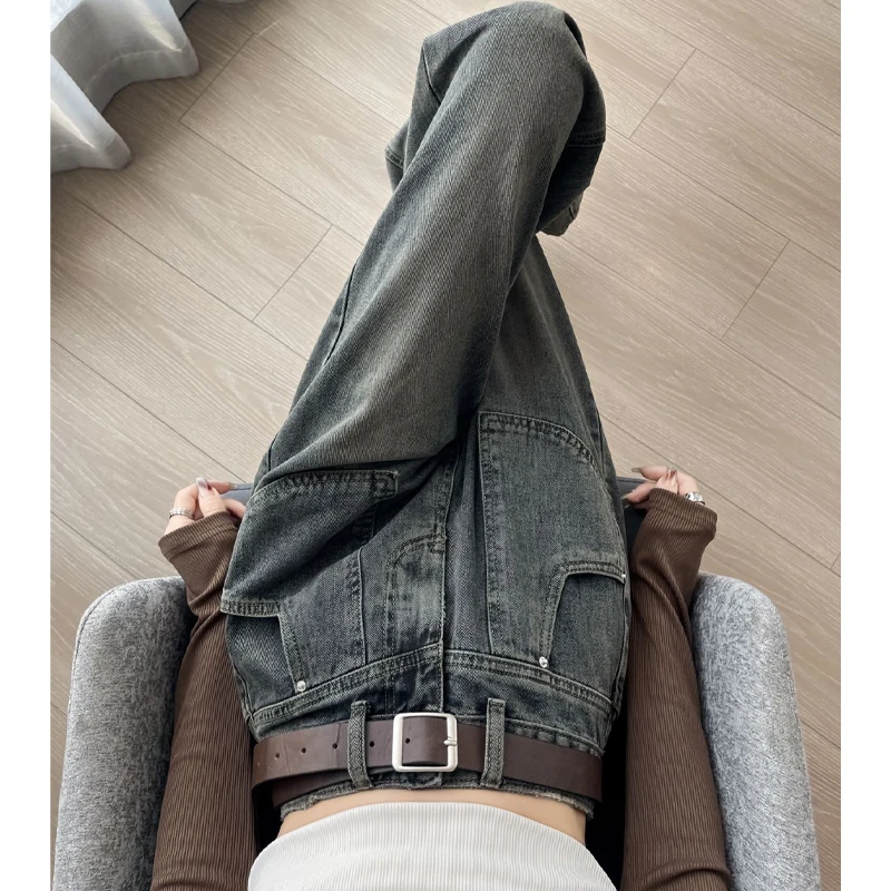 High Waist Wide Leg Loose Straight Jeans Women's Spring Autumn Cement Grey Small Size Heightening Pants Floor-Length
High Waist Wide Leg Loose Straight Jeans Women's Spring Autumn Cement Grey Small Size Heightening Pants Floor-Length