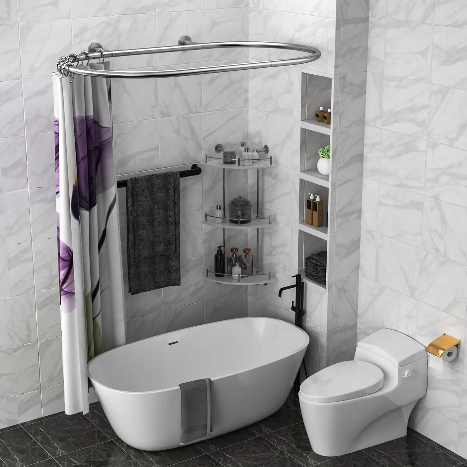 Aluminum Alloy Oval Shower Curtain Rod for Clawfoot Tub, Square Shape Bathroom Rod, 43.3x25 Inch, Rustproof, Easy Install
Aluminum Alloy Oval Shower Curtain Rod for Clawfoot Tub, Square Shape Bathroom Rod, 43.3x25 Inch, Rustproof, Easy Install