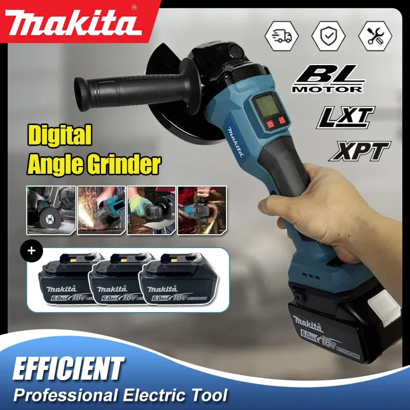 Бесщеточная угловая шлифовальная машина Makita с цифровым дисплеем, электроинструмент для полировки и шлифовки, работает от аккумулятора 18В
Бесщеточная угловая шлифовальная машина Makita с цифровым дисплеем, электроинструмент для полировки и шлифовки, работает от аккумулятора 18В