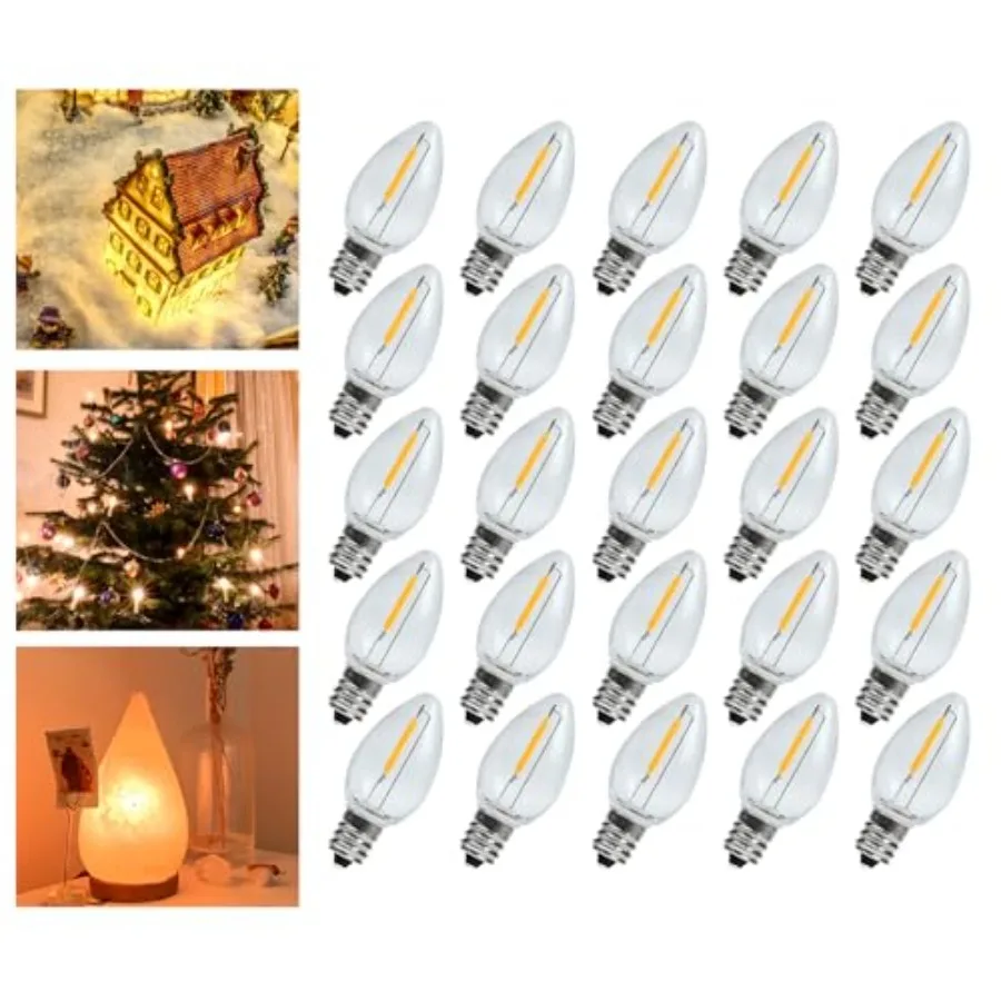 Night Light Bulb C7 E12 Base Salt Lamp Bulbs, 0.6 Watt Equivalent 7W Incandescent Bulb, Warm White 2700K, Window Candles and Ch
Night Light Bulb C7 E12 Base Salt Lamp Bulbs, 0.6 Watt Equivalent 7W Incandescent Bulb, Warm White 2700K, Window Candles and Ch