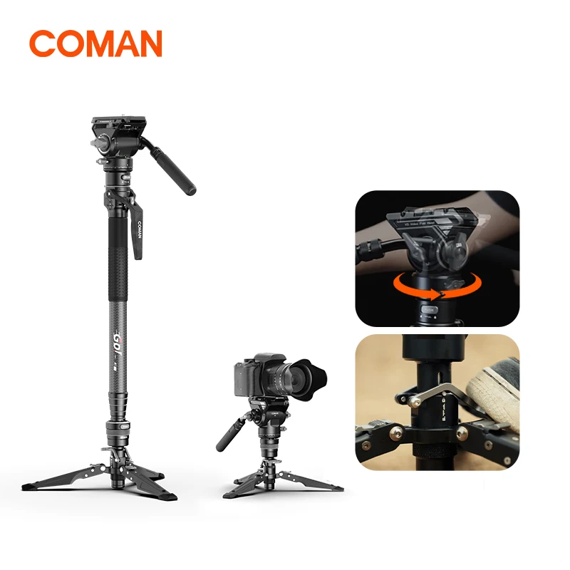 COMAN M1 PRO V5 4-секционный монопод из углеродного волокна с подъемом одним щелчком мыши и быстросъемным замком для ног для камеры DSLR, дорожный штатив
COMAN M1 PRO V5 4-секционный монопод из углеродного волокна с подъемом одним щелчком мыши и быстросъемным замком для ног для камеры DSLR, дорожный штатив