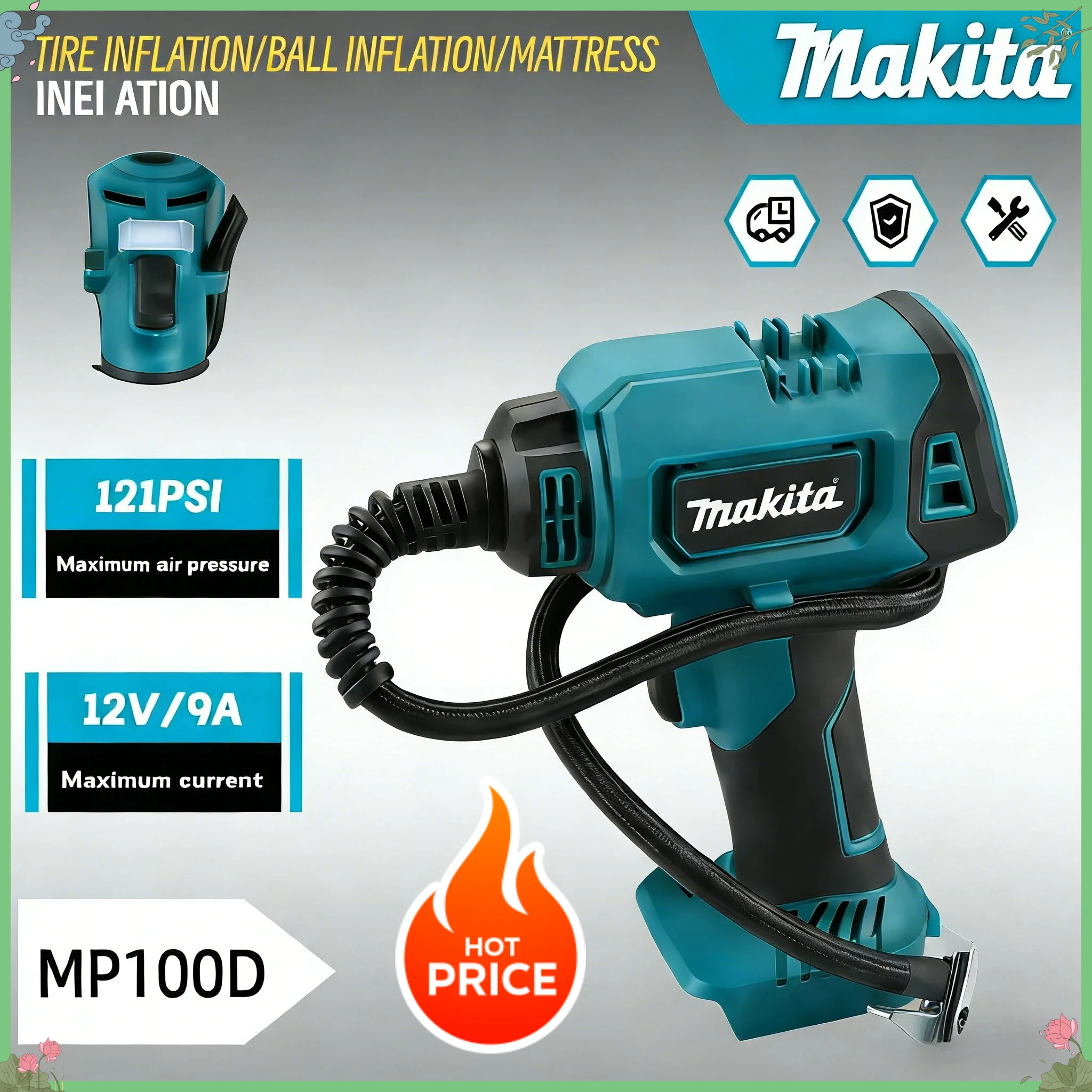 Электрический воздушный насос Makita, беспроводной компрессор 18В/20В, автомобильный компрессор, автоматический ручной воздушный компрессор, электроинструмент
Электрический воздушный насос Makita, беспроводной компрессор 18В/20В, автомобильный компрессор, автоматический ручной воздушный компрессор, электроинструмент