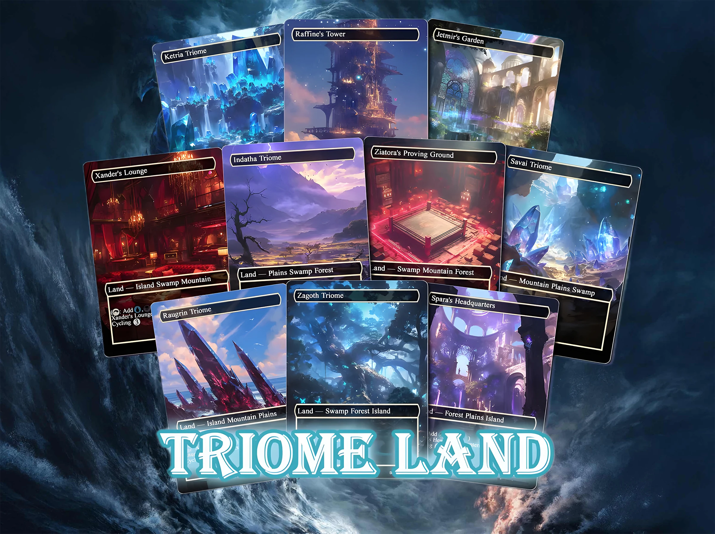 10x TCG Triome Lands | Fantasy Art Style Triome Land Proxy | Land Set for Commander Deck | Premium Proxy Lands for EDH or cEDH
10x TCG Triome Lands | Fantasy Art Style Triome Land Proxy | Land Set for Commander Deck | Premium Proxy Lands for EDH or cEDH