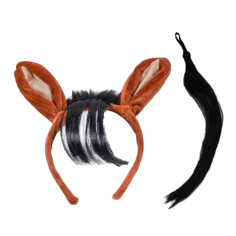 652F Horse Costume Set Horse Tail Horse Ear Headband Halloween Horse Cosplay Accessory for Kid Addult Masquerade Christmas
652F Horse Costume Set Horse Tail Horse Ear Headband Halloween Horse Cosplay Accessory for Kid Addult Masquerade Christmas