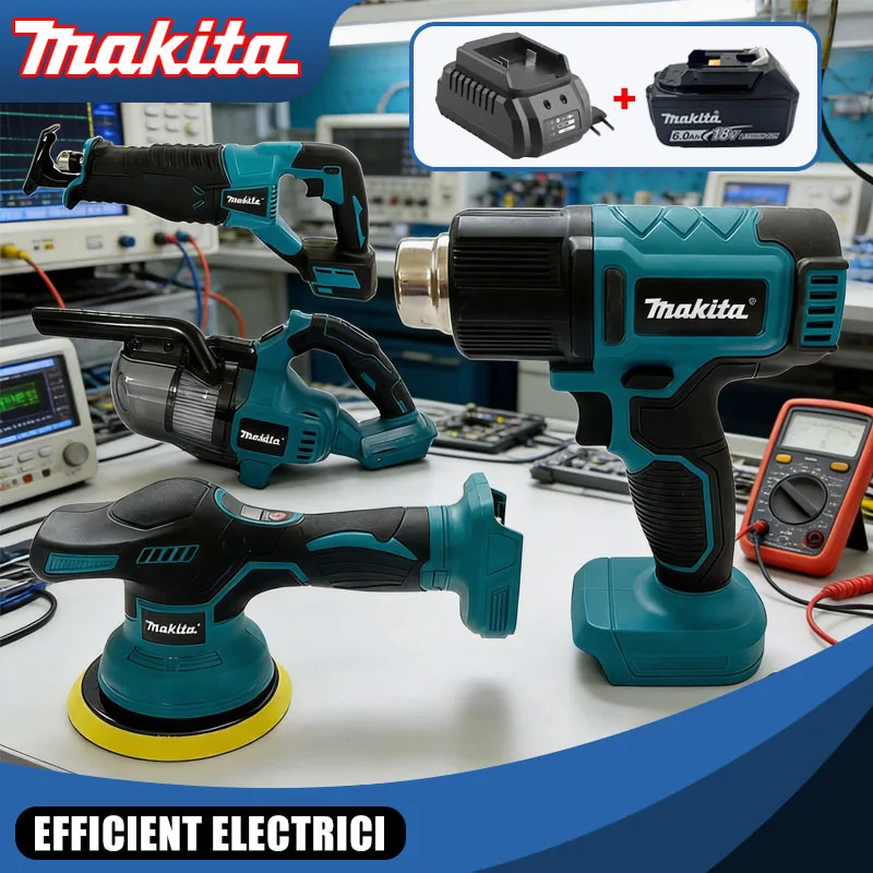 Многофункциональные электроинструменты Makita: бесщеточная воздуходувка, электрическая полировальная машина, пылесос, цифровой электрический термофен, пила-мачете.
Многофункциональные электроинструменты Makita: бесщеточная воздуходувка, электрическая полировальная машина, пылесос, цифровой электрический термофен, пила-мачете.