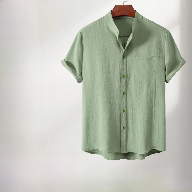 Men's Casual Pure Color Short Sleeve Shirt Stand Collar Open Cardigan Loose Fit Comfortable Lightweight Spring Fashion
Men's Casual Pure Color Short Sleeve Shirt Stand Collar Open Cardigan Loose Fit Comfortable Lightweight Spring Fashion