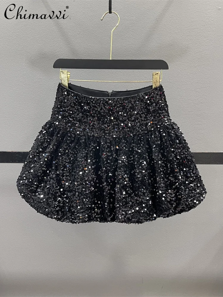 Black Sequined Skirt Women's 2025 Spring and Autumn New Sweet High-waisted Slim-fit A-line Pleated Bud Skirt Fluffy Short Skirts
Black Sequined Skirt Women's 2025 Spring and Autumn New Sweet High-waisted Slim-fit A-line Pleated Bud Skirt Fluffy Short Skirts