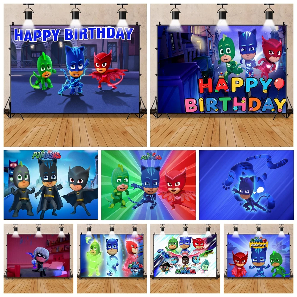 Cartoon PJ M-Masks Kids Birthday Party Background Superhero Photo Booth Background Baby Shower Decoration Photography Backdrop
Cartoon PJ M-Masks Kids Birthday Party Background Superhero Photo Booth Background Baby Shower Decoration Photography Backdrop