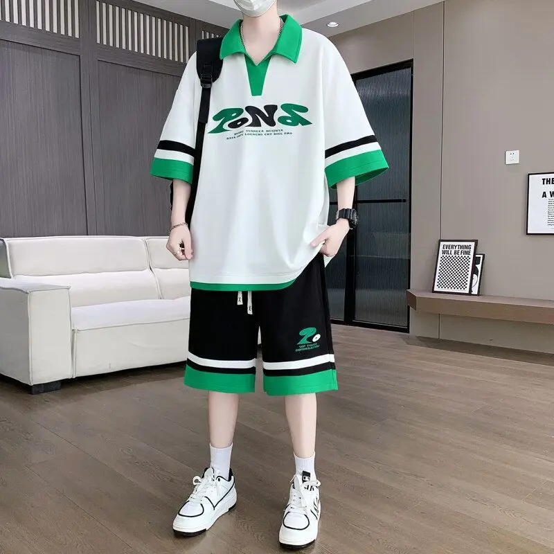 Summer Teen Boys 2 Piece Polo Shirt Set Casual Loose Fit Tops Shorts Trendy Streetwear for Junior High School Students
Summer Teen Boys 2 Piece Polo Shirt Set Casual Loose Fit Tops Shorts Trendy Streetwear for Junior High School Students