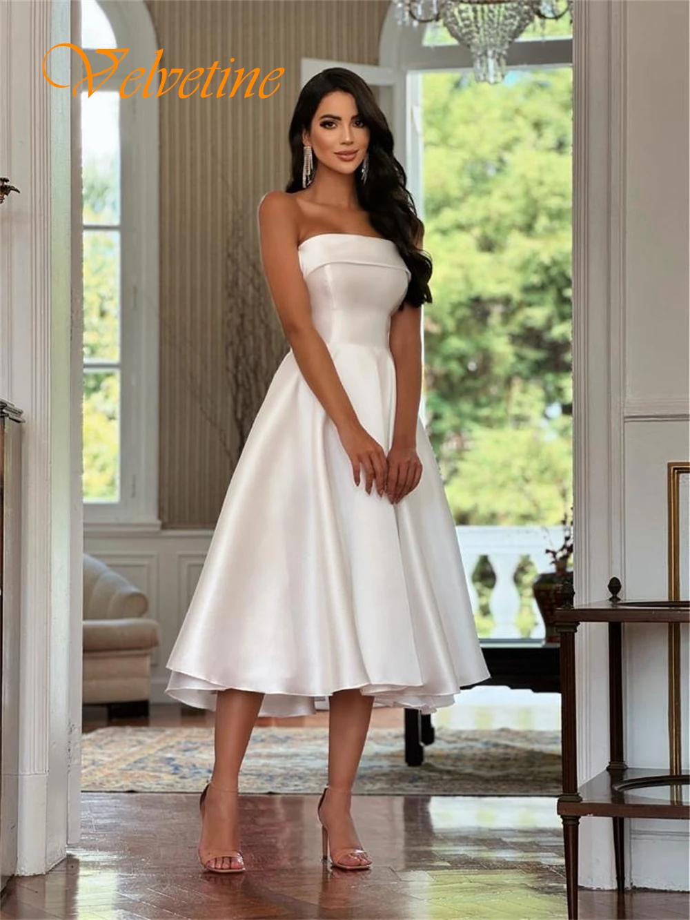 Customized Simple Satin Strapless Evening Dress Elegant Sleeveless Prom Dresses Knee Length Delicate Special Occasion Gowns
Customized Simple Satin Strapless Evening Dress Elegant Sleeveless Prom Dresses Knee Length Delicate Special Occasion Gowns