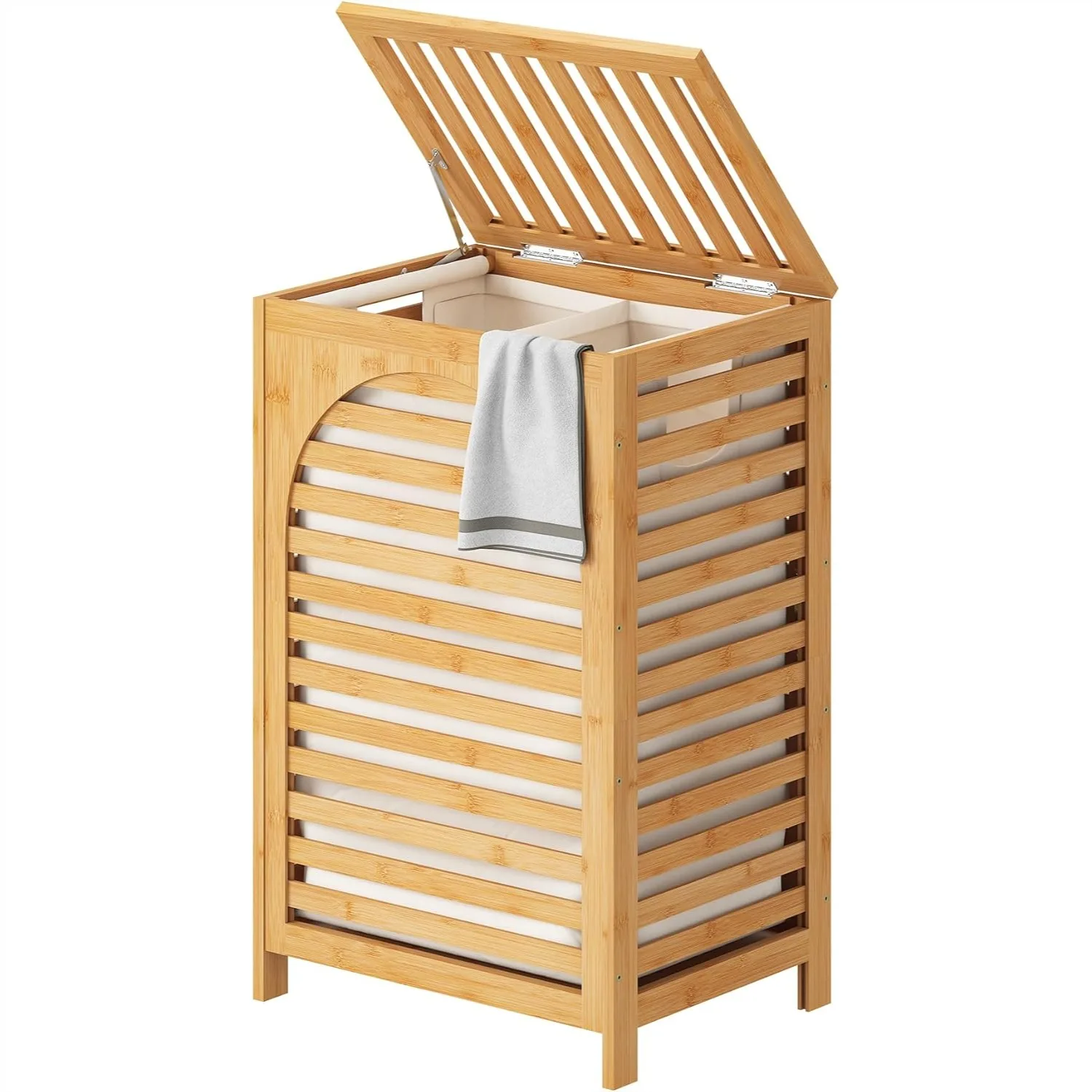 Large Bamboo Laundry Hamper with Lid 85L Clothes Basket Removable Bag for Bathroom
Large Bamboo Laundry Hamper with Lid 85L Clothes Basket Removable Bag for Bathroom