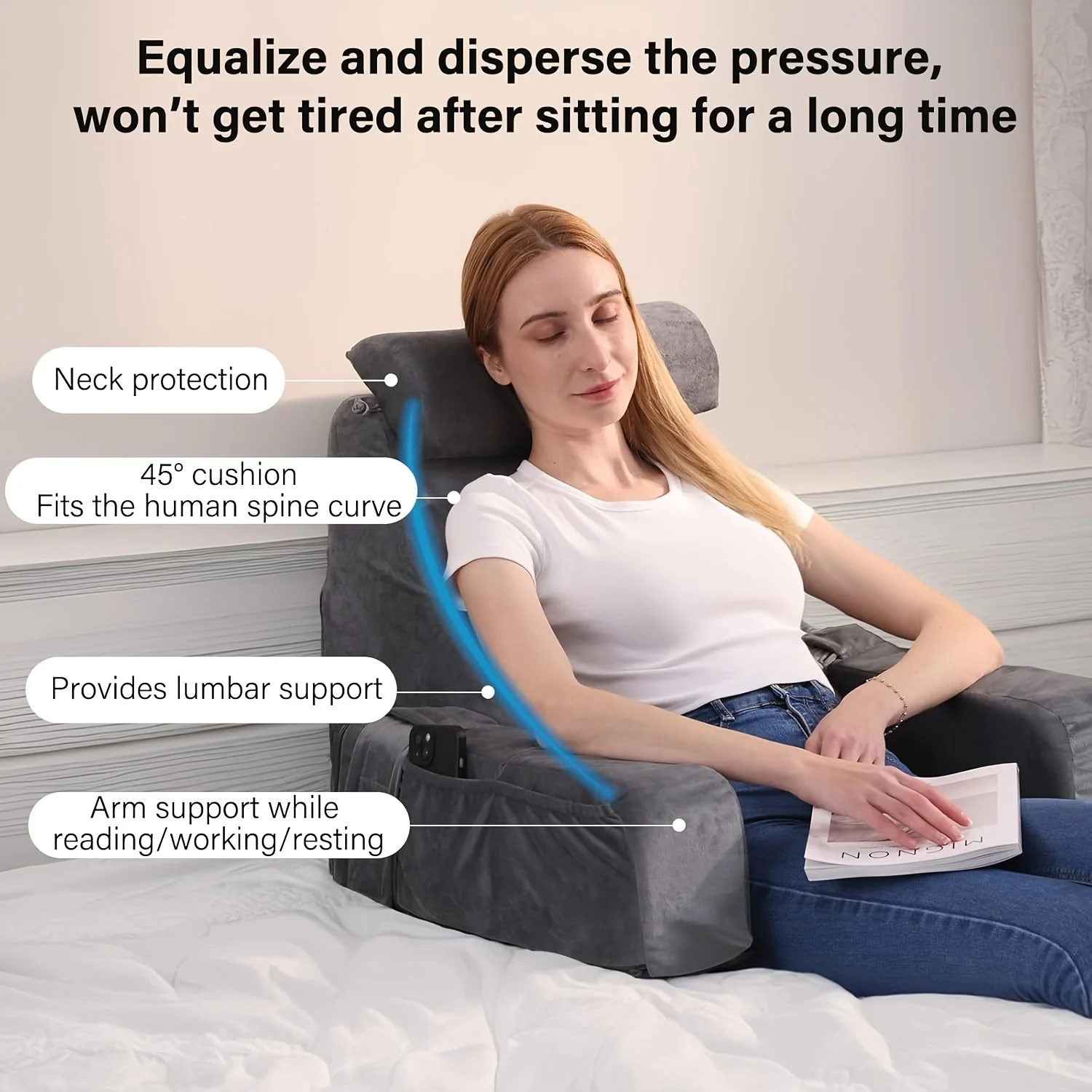 Soft Reading Pillow with Armrests Ergonomic Back Support Cushion for Bed Chair TV Gaming Comfort Accessory Bed Chair Cushion 이불
Soft Reading Pillow with Armrests Ergonomic Back Support Cushion for Bed Chair TV Gaming Comfort Accessory Bed Chair Cushion 이불