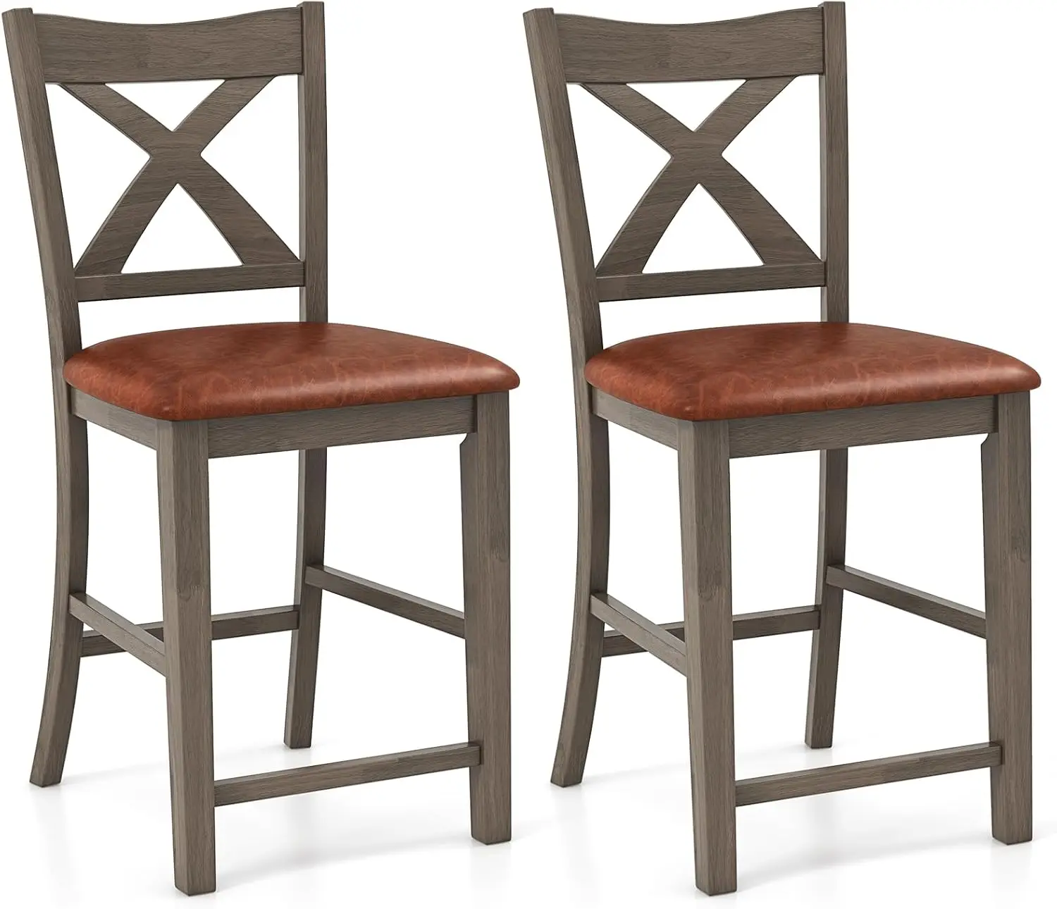 Giantex 24"" Bar Stools Set Of 2, Counter Height Bar Stools With Cross Back & Faux Leather Upholstered Seat, Farmhouse Wood
Giantex 24"" Bar Stools Set Of 2, Counter Height Bar Stools With Cross Back & Faux Leather Upholstered Seat, Farmhouse Wood