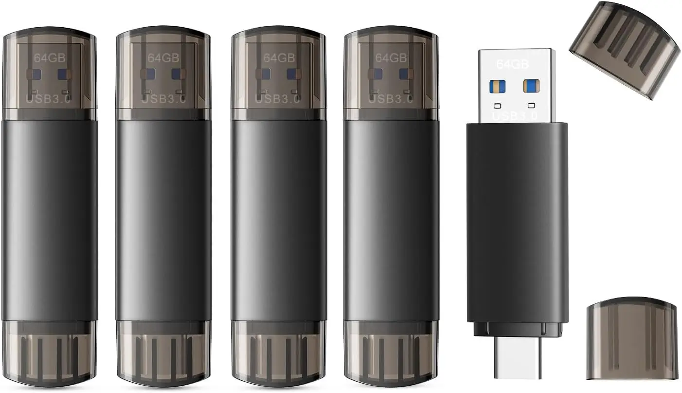 USB-флеш-накопитель 64 ГБ с двумя разъемами USB 3.0 Type-C + USB A, портативный, для смартфонов, планшетов, компьютеров, Mac, iPhone, черный (5 штук в упаковке)
USB-флеш-накопитель 64 ГБ с двумя разъемами USB 3.0 Type-C + USB A, портативный, для смартфонов, планшетов, компьютеров, Mac, iPhone, черный (5 штук в упаковке)