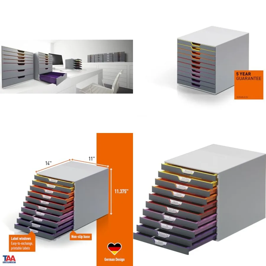 Varicolor 10 Drawer Unit - Gray Desktop Drawer Set with 10 Color Coded Draws - Letter to Folio Size Files - Perfect for Storing
Varicolor 10 Drawer Unit - Gray Desktop Drawer Set with 10 Color Coded Draws - Letter to Folio Size Files - Perfect for Storing