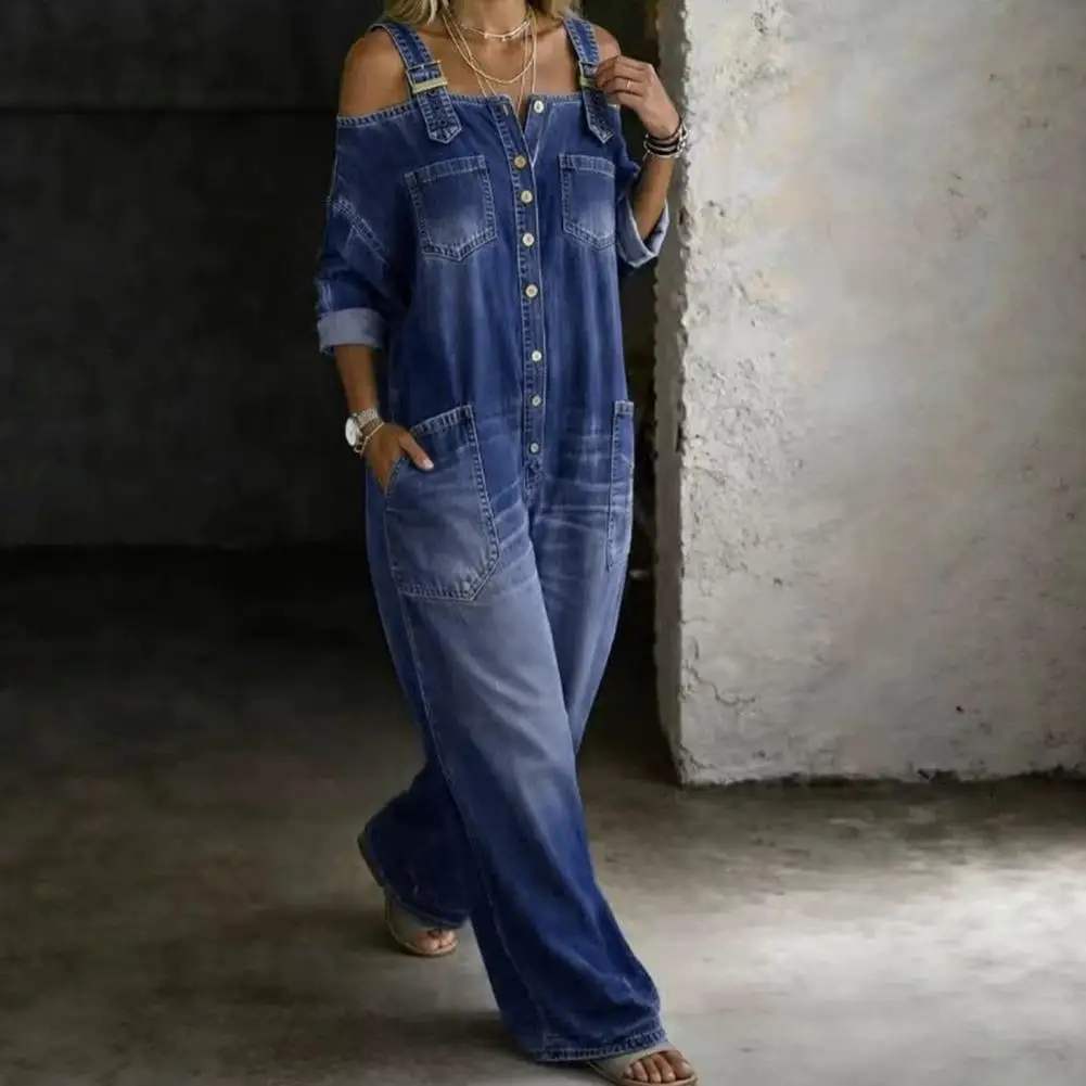 Women Spring Jumpsuit Summer Denim Jumpsuit for Women Long Sleeve Off Shoulder Overalls with Adjustable Straps Wide Leg Baggy
Women Spring Jumpsuit Summer Denim Jumpsuit for Women Long Sleeve Off Shoulder Overalls with Adjustable Straps Wide Leg Baggy