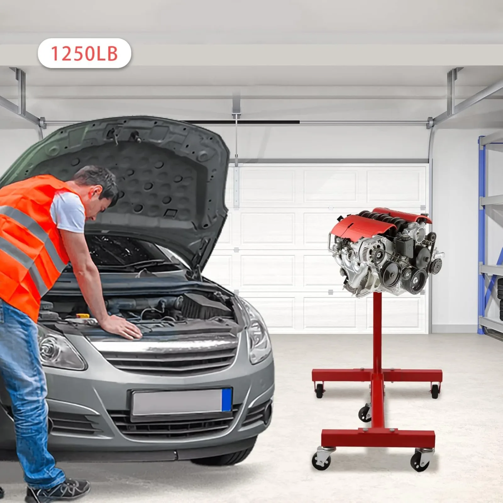 Стойка для двигателя складная, 1250 фунтов, стальная, вращающаяся, с головкой и колесами, сверхпрочная, с квадратным стальным каркасом
Стойка для двигателя складная, 1250 фунтов, стальная, вращающаяся, с головкой и колесами, сверхпрочная, с квадратным стальным каркасом