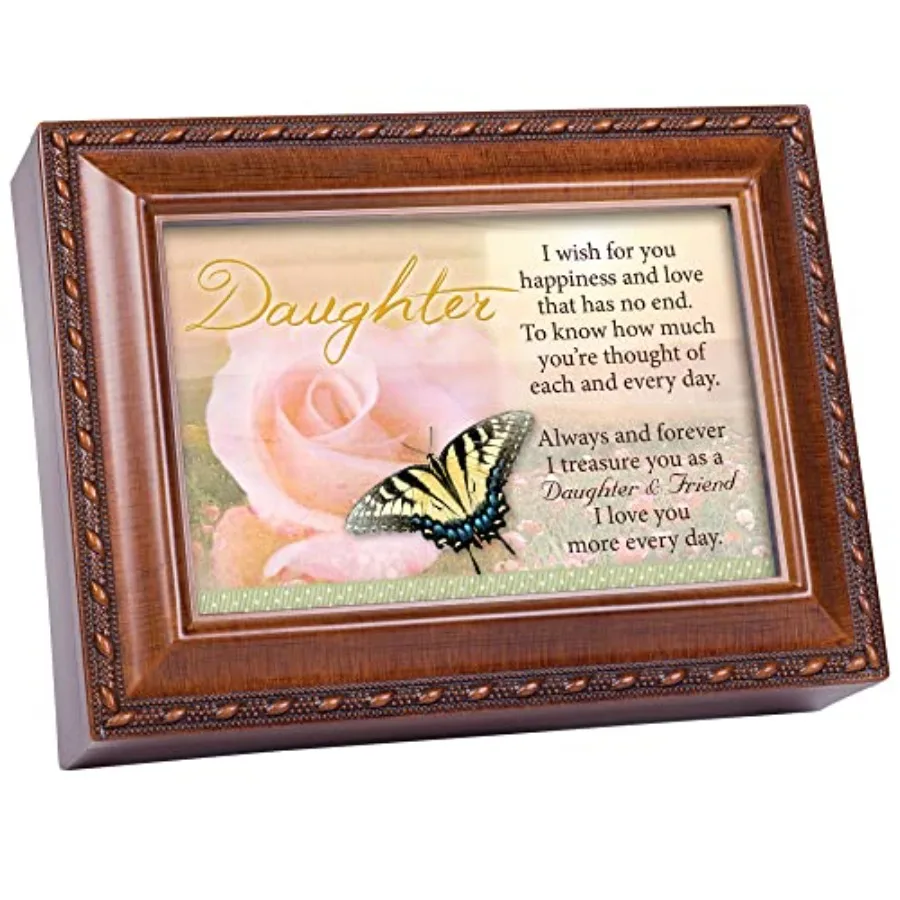 Daughter I Wish Happiness Love Woodgrain Rope Trim Jewelry Music Box Plays Wonderful World
Daughter I Wish Happiness Love Woodgrain Rope Trim Jewelry Music Box Plays Wonderful World