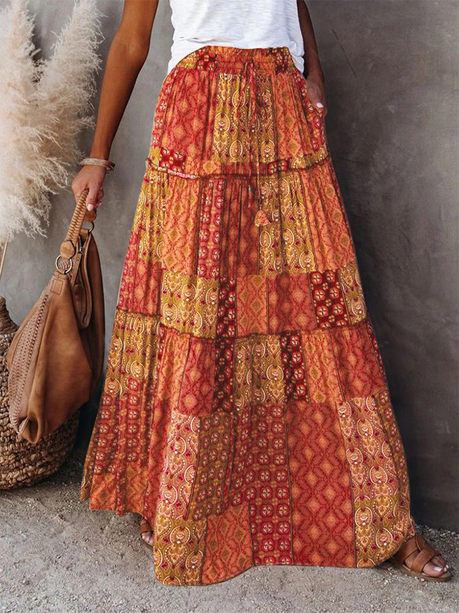 Women's Long Skirts Fashion Bohemian Print Maxi Skirt Summer Holiday Beach Skirts Casual Loose Patchwork Skirt Female Bottoms
Women's Long Skirts Fashion Bohemian Print Maxi Skirt Summer Holiday Beach Skirts Casual Loose Patchwork Skirt Female Bottoms