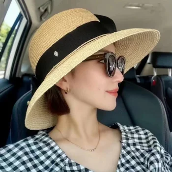 일본식 Helen Knski Laffey 밀짚 모자 여성 여름 대형 브림 차양 모자 선 스크린 빙하 모자 자외선 차단