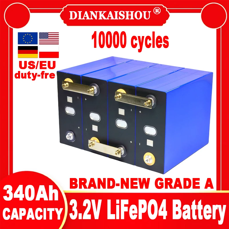 New 3.2V 340AH Lifepo4 Battery Grade A 3C High Power DIY 12V 24V 48V EV RV Solar Energy Storage Rechargeable Battery Duty Free
New 3.2V 340AH Lifepo4 Battery Grade A 3C High Power DIY 12V 24V 48V EV RV Solar Energy Storage Rechargeable Battery Duty Free