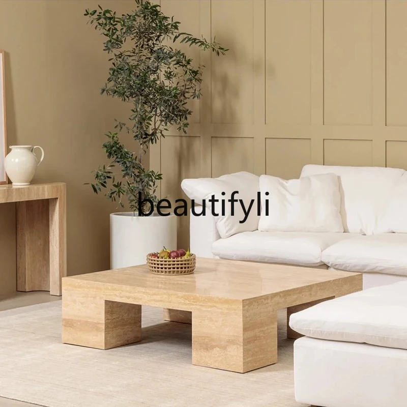 Natural travertine coffee table designer modern simple living room household square coffee table wabi sabi wind light luxury
Natural travertine coffee table designer modern simple living room household square coffee table wabi sabi wind light luxury