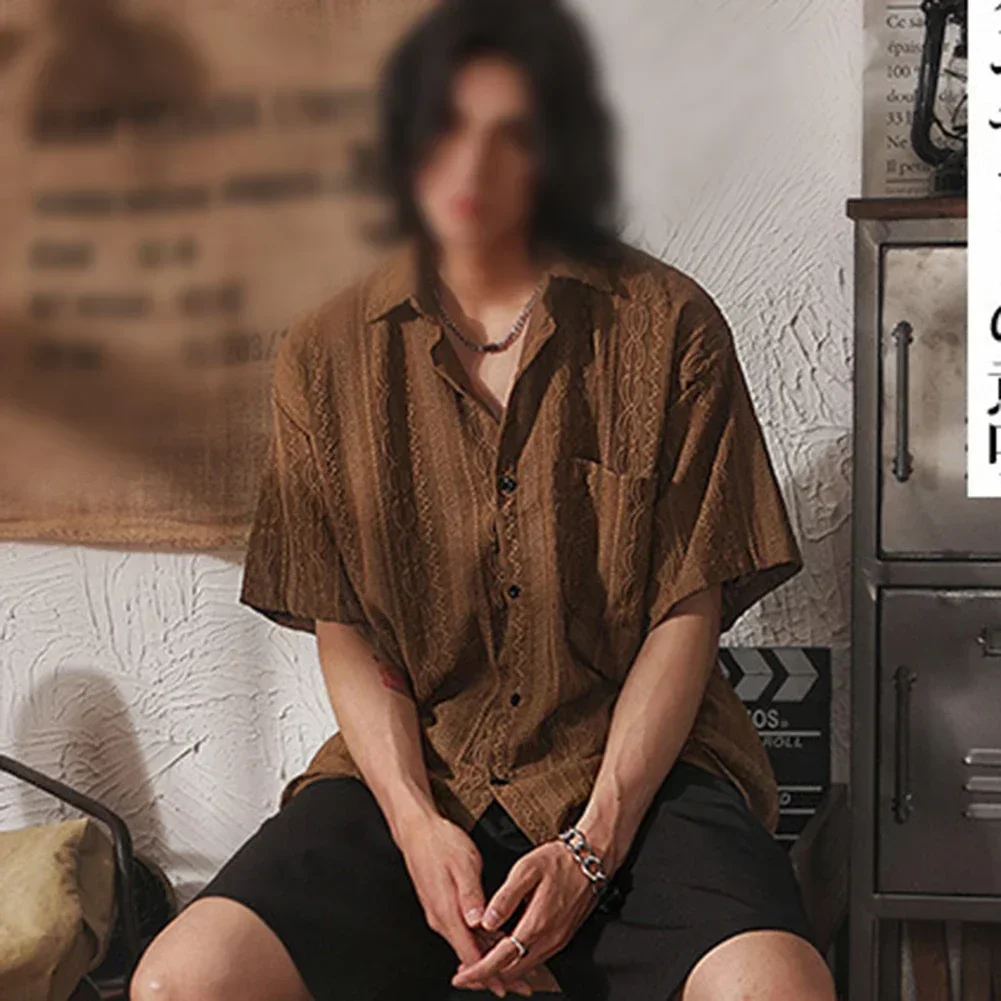 Mens Loose Japanese Vintage Hollow Out Short Sleeve Shirts Lapel Solid All-match Tops Ethnic Style Casual Men's Shirt Jacket
Mens Loose Japanese Vintage Hollow Out Short Sleeve Shirts Lapel Solid All-match Tops Ethnic Style Casual Men's Shirt Jacket