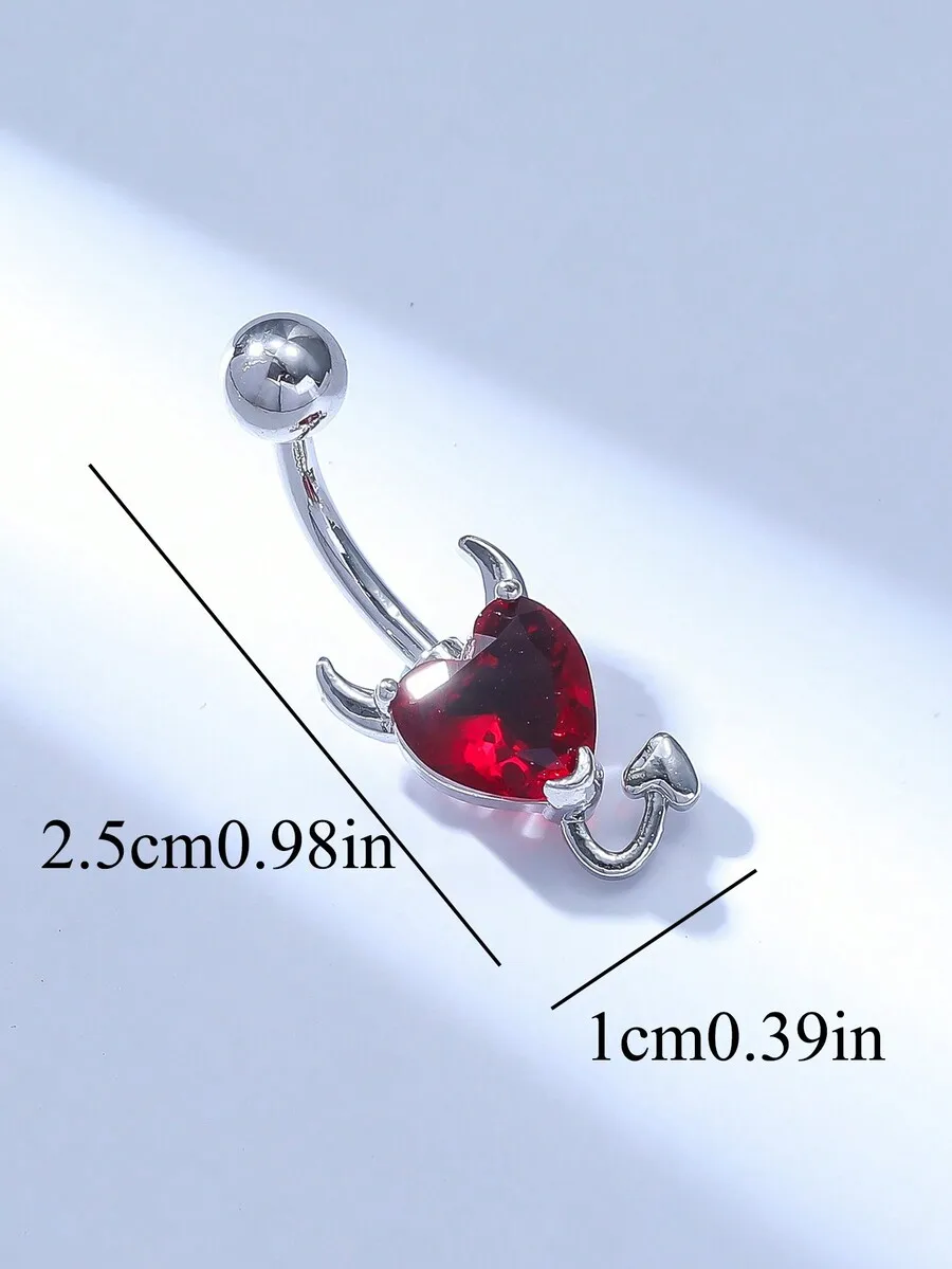 Devil-Themed Red CZ Heart Belly Ring In Silver-Plated Copper For Women, Perfect Gift For Valentine’s, Halloween, Party, Daily
Devil-Themed Red CZ Heart Belly Ring In Silver-Plated Copper For Women, Perfect Gift For Valentine’s, Halloween, Party, Daily