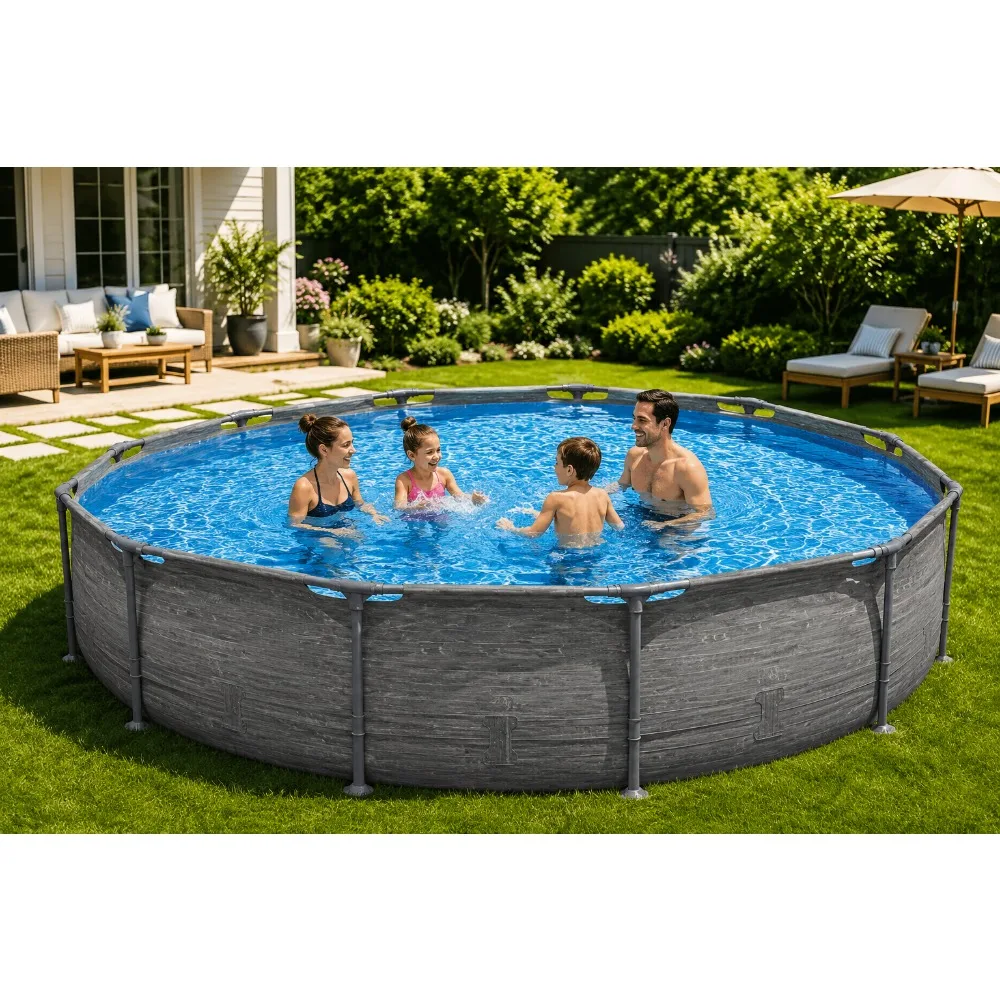 Activity 12ft x 30in Round Pool w/ Filter Pump & Stacked Stone Print Design Custom
Activity 12ft x 30in Round Pool w/ Filter Pump & Stacked Stone Print Design Custom