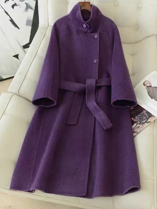 plus Size 300 Pou Big Women's Purple Stand Collar Woolen Coat Winter Warm Trendy Korean Sle Casual Long Sve Coat
plus Size 300 Pou Big Women's Purple Stand Collar Woolen Coat Winter Warm Trendy Korean Sle Casual Long Sve Coat