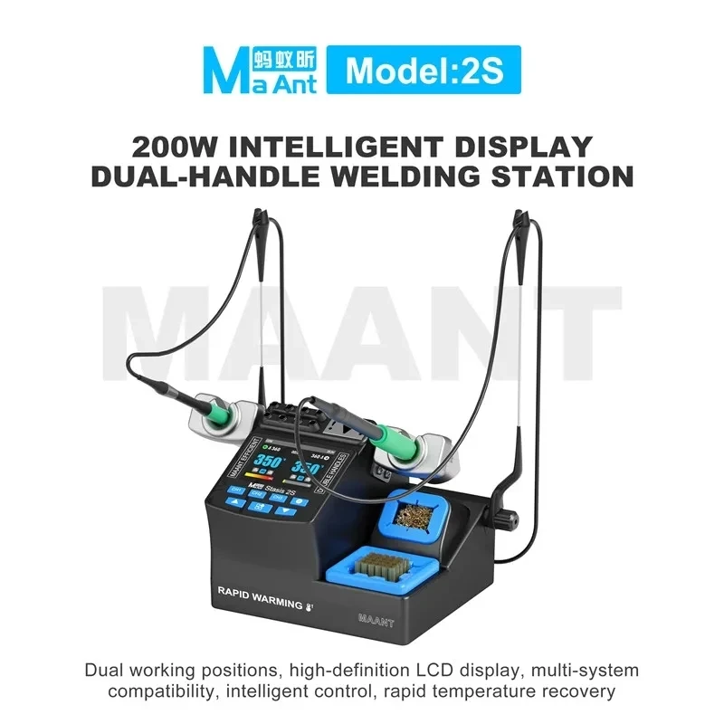 MaAnt 2S-210 Dual Station Soldering Station 200W 60-460°C LCD Display Supports C210/C215/C115 Handles For PCB Soldering Repair
MaAnt 2S-210 Dual Station Soldering Station 200W 60-460°C LCD Display Supports C210/C215/C115 Handles For PCB Soldering Repair
