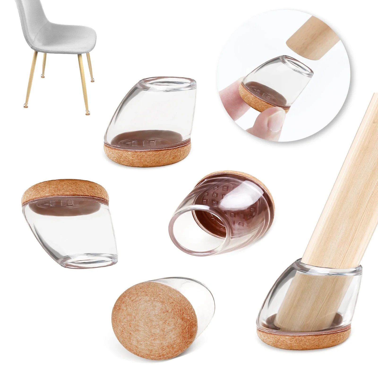 16PCS Silicone Chair Leg Floor Protectors with Felt Non-Slip 15~25° Slanted Furniture Leg Caps to Protect Hardwood Floor
16PCS Silicone Chair Leg Floor Protectors with Felt Non-Slip 15~25° Slanted Furniture Leg Caps to Protect Hardwood Floor