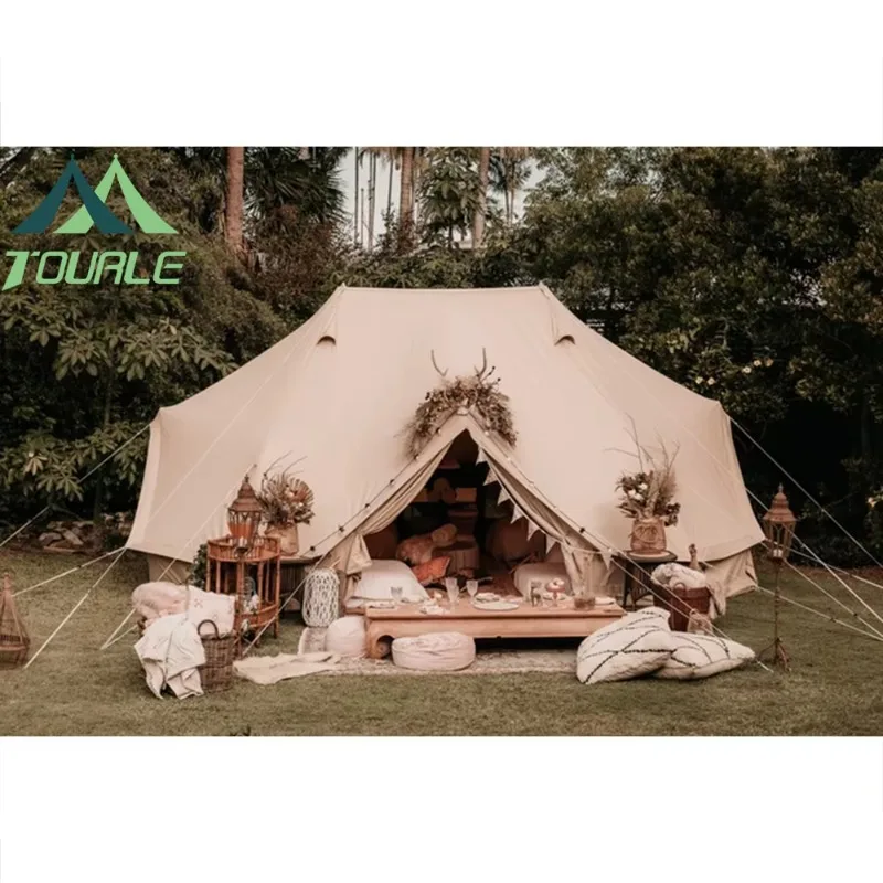 Glamping Polyester Cotton Canvas Tente Waterproof Outdoor Camping 6m Emperor Bell Tent
Glamping Polyester Cotton Canvas Tente Waterproof Outdoor Camping 6m Emperor Bell Tent