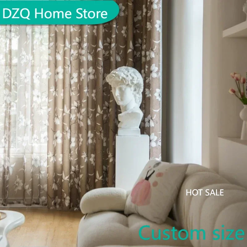 New Chinese Style Coffee Colored Magnolia Print Curtains for Living Room Bedroom Dining Room Nationality Transparent Curtain
New Chinese Style Coffee Colored Magnolia Print Curtains for Living Room Bedroom Dining Room Nationality Transparent Curtain