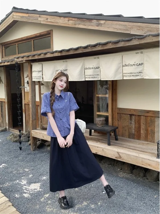 plus Size Retro Waist-Cinching Plaid Short Sleeve Shirt And Midi Skirt Two-Piece Set for Young Women Summer Fashion Outfit
plus Size Retro Waist-Cinching Plaid Short Sleeve Shirt And Midi Skirt Two-Piece Set for Young Women Summer Fashion Outfit