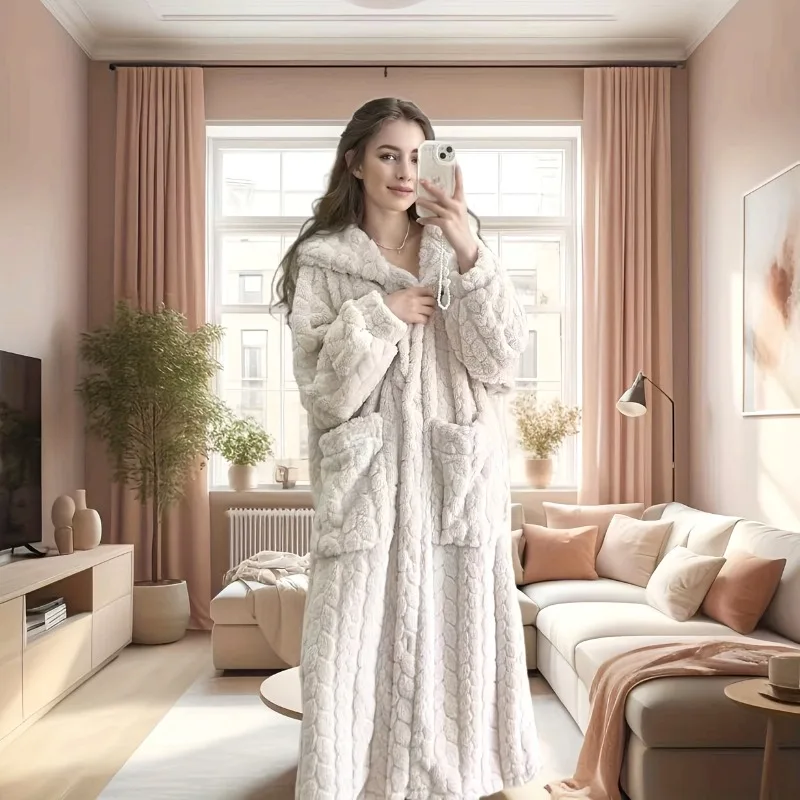 Женский длинный халат из кораллового флиса в корейском стиле, милая осенне-зимняя домашняя одежда для уютных ленивых дней
Женский длинный халат из кораллового флиса в корейском стиле, милая осенне-зимняя домашняя одежда для уютных ленивых дней