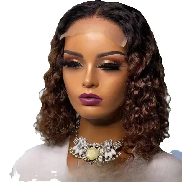 Ombre Brown Water Wave Short Curly Synthetic Wig, Dark Brown Highlight Bob Wig
Ombre Brown Water Wave Short Curly Synthetic Wig, Dark Brown Highlight Bob Wig