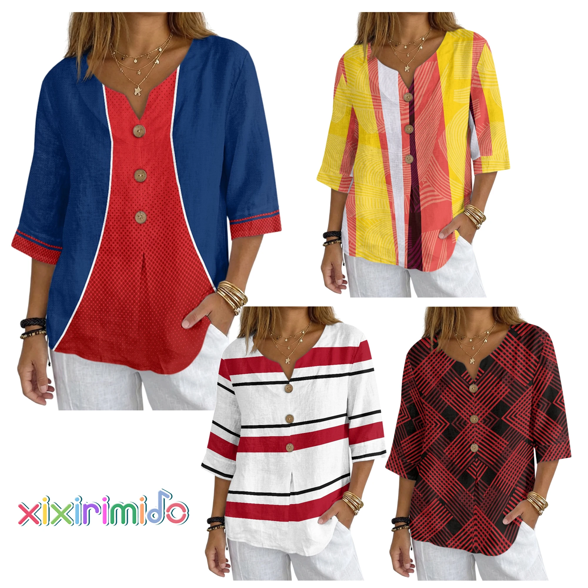 XIXIRIMIDO Womens Tops Breathable Linen Short-Sleeved Shirt Original Prints Basic Casual V Neck Summer Vacation Fashion Clothing
XIXIRIMIDO Womens Tops Breathable Linen Short-Sleeved Shirt Original Prints Basic Casual V Neck Summer Vacation Fashion Clothing