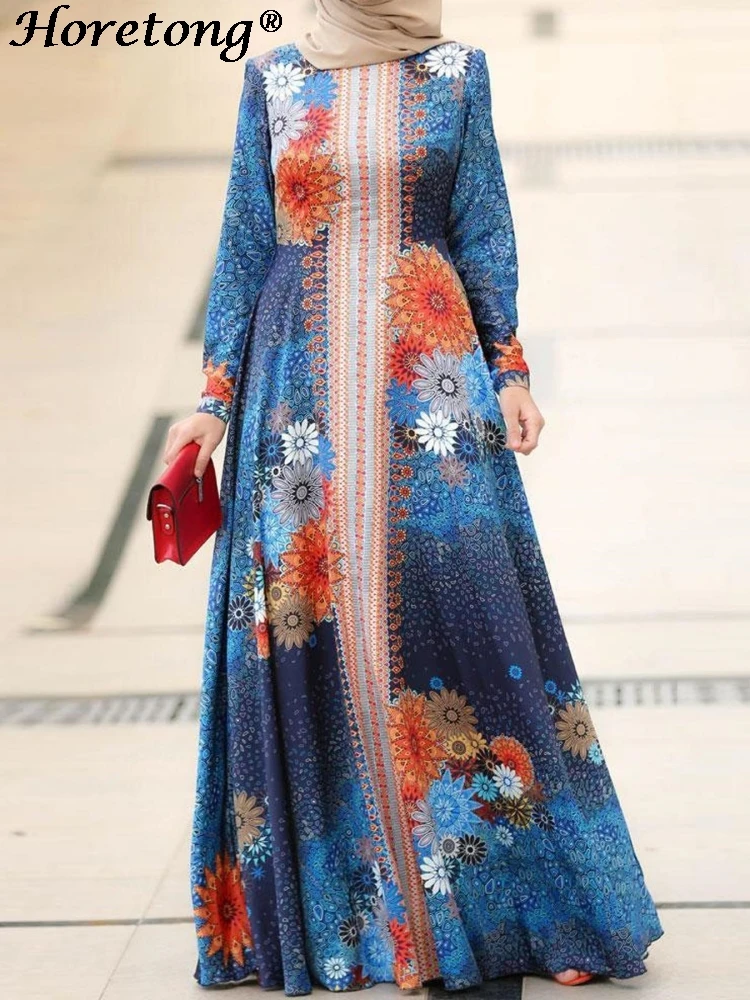 Horetong 2026 Summer Muslim Abaya Women Dress Ethnic Vintage Floral Print Round Neck Long Sleeve A-Line Modest Islamic Maxi Robe
Horetong 2026 Summer Muslim Abaya Women Dress Ethnic Vintage Floral Print Round Neck Long Sleeve A-Line Modest Islamic Maxi Robe