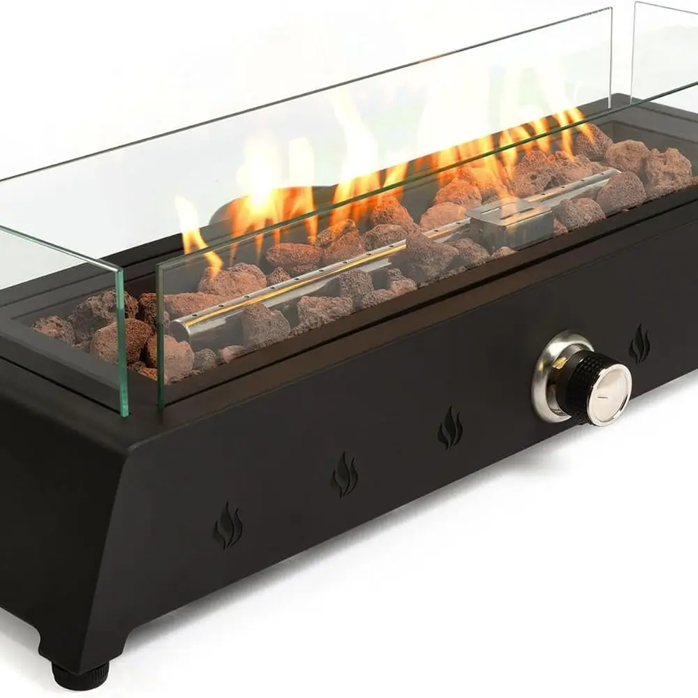 Portable Outdoor Rectangular Fire Pit with Bottom Air Intake, Wind Shield, and Lava Rocks
Portable Outdoor Rectangular Fire Pit with Bottom Air Intake, Wind Shield, and Lava Rocks