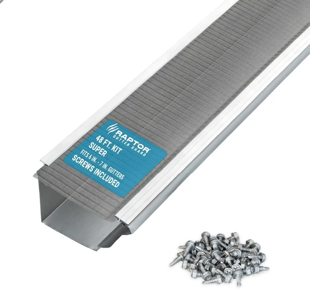 RAPTOR GUTTER GUARD – 48 FT. (Nominal) Contractor Grade Stainless Steel Micro-Mesh Gutter Guard Kit with Screws Included. Fits 6
RAPTOR GUTTER GUARD – 48 FT. (Nominal) Contractor Grade Stainless Steel Micro-Mesh Gutter Guard Kit with Screws Included. Fits 6