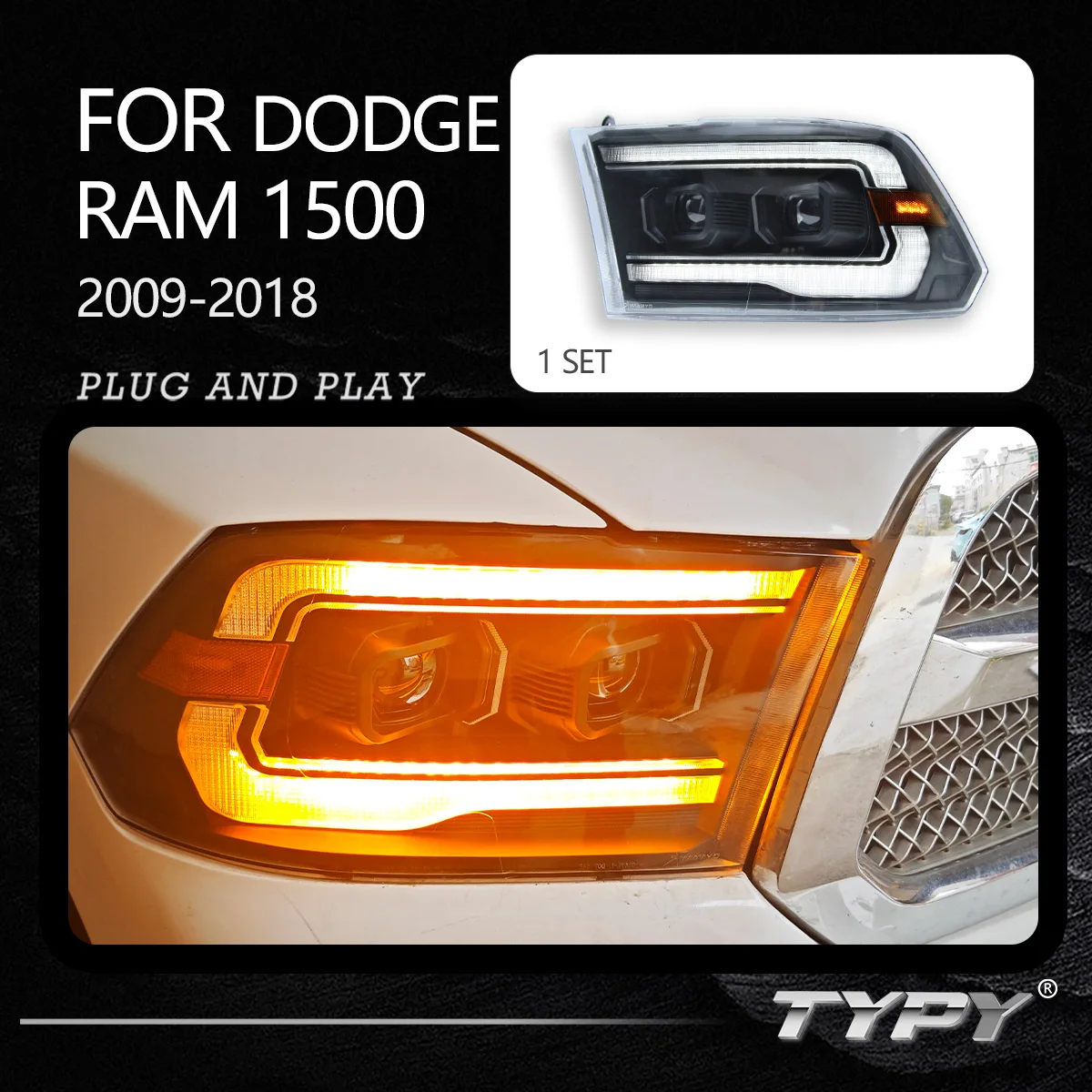 TYPY New LED Head Lamp Upgrade Modified For Dodge RAM1500 Headlight 2009-2018Headlight Dynamic Signal Head Lamp Auto Accessories
TYPY New LED Head Lamp Upgrade Modified For Dodge RAM1500 Headlight 2009-2018Headlight Dynamic Signal Head Lamp Auto Accessories