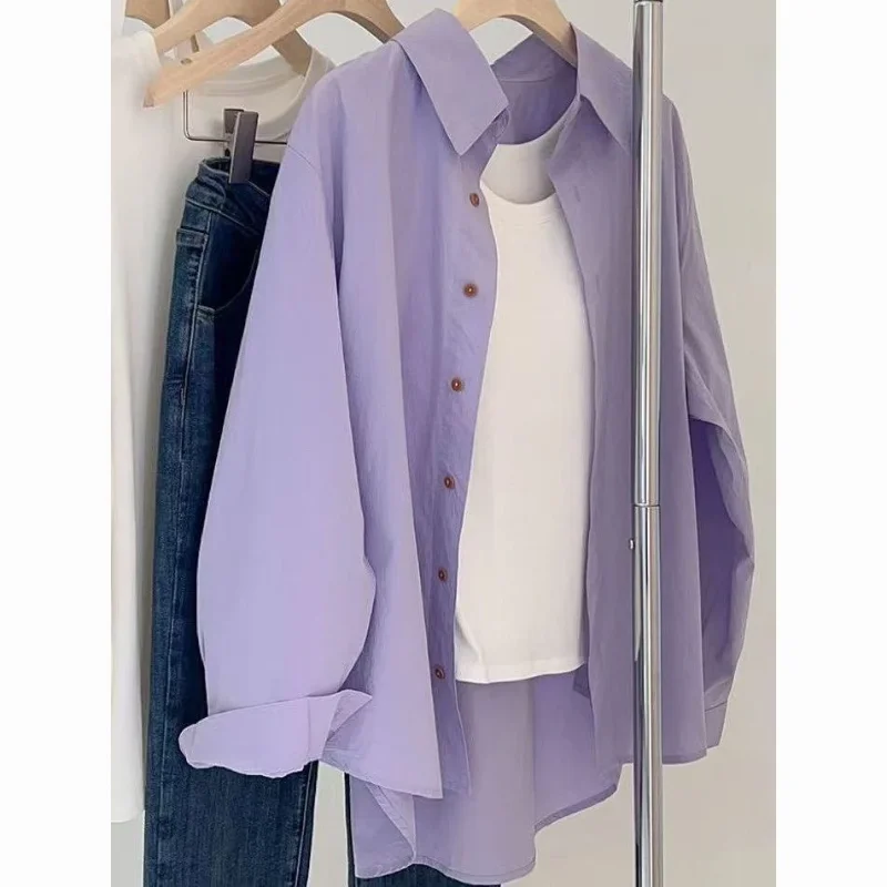 Women's Casual Purple Cotton Shirt Loose Long Sleeve Neck Blouse
Women's Casual Purple Cotton Shirt Loose Long Sleeve Neck Blouse