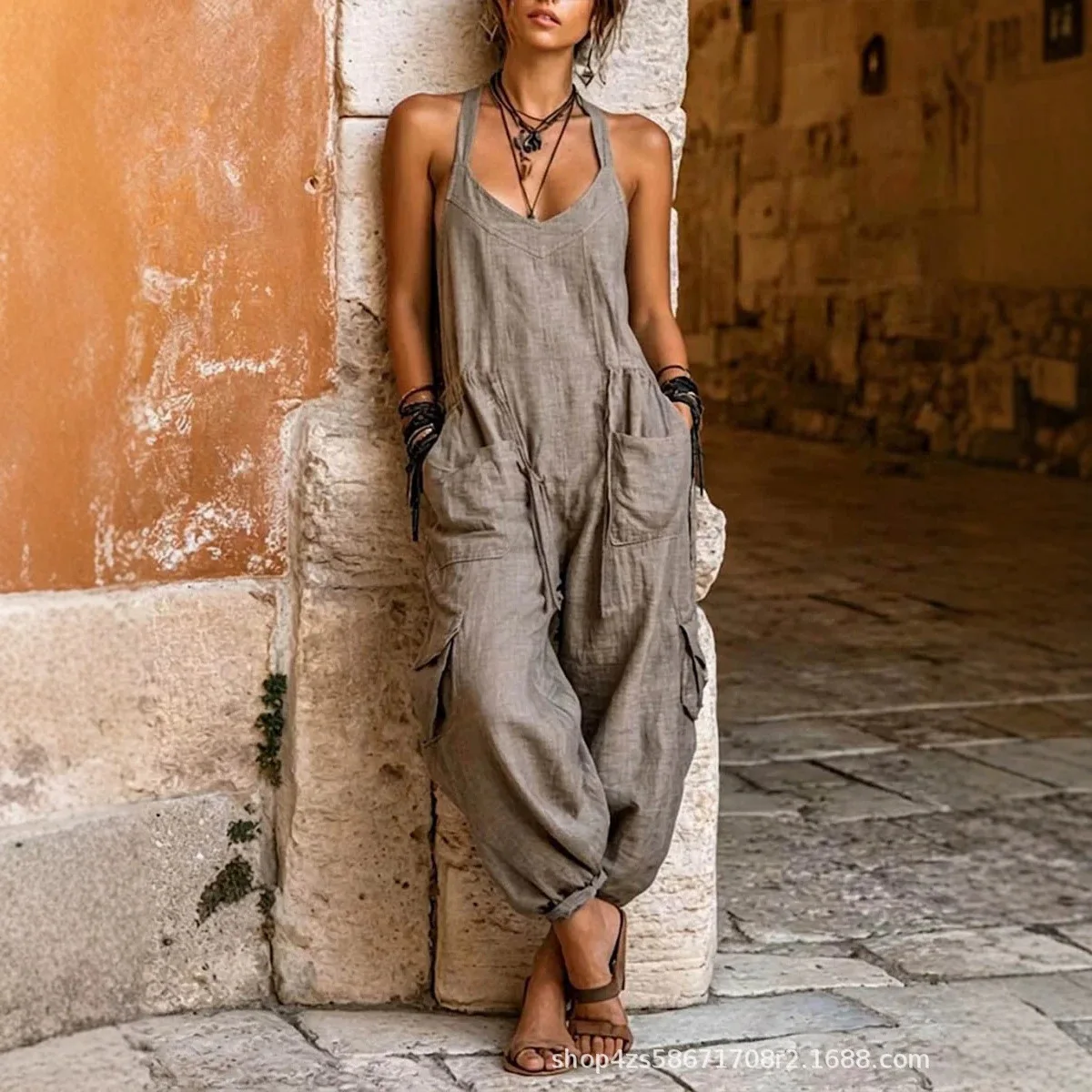Summer Solid Color Sleeveless Jumpsuit Casual Overall Playsuit Romper
Summer Solid Color Sleeveless Jumpsuit Casual Overall Playsuit Romper