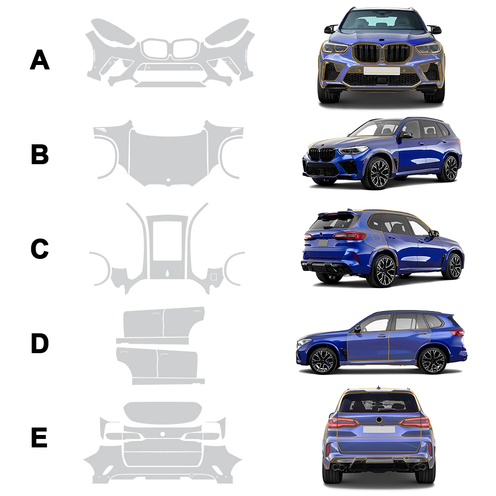 Наклейка на корпус автомобиля, пленка из ТПУ для BMW X5 M, конкуренция, передний и задний PPF, Защитная пленка для краски, прозрачная пленка, устойчивая к царапинам
Наклейка на корпус автомобиля, пленка из ТПУ для BMW X5 M, конкуренция, передний и задний PPF, Защитная пленка для краски, прозрачная пленка, устойчивая к царапинам