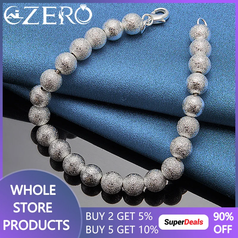 ALIZERO 925 Sterling Silver 8mm Frosted Beads Chain Bracelet For Women Wedding Engagement Fashion Party Jewelry Gift
ALIZERO 925 Sterling Silver 8mm Frosted Beads Chain Bracelet For Women Wedding Engagement Fashion Party Jewelry Gift