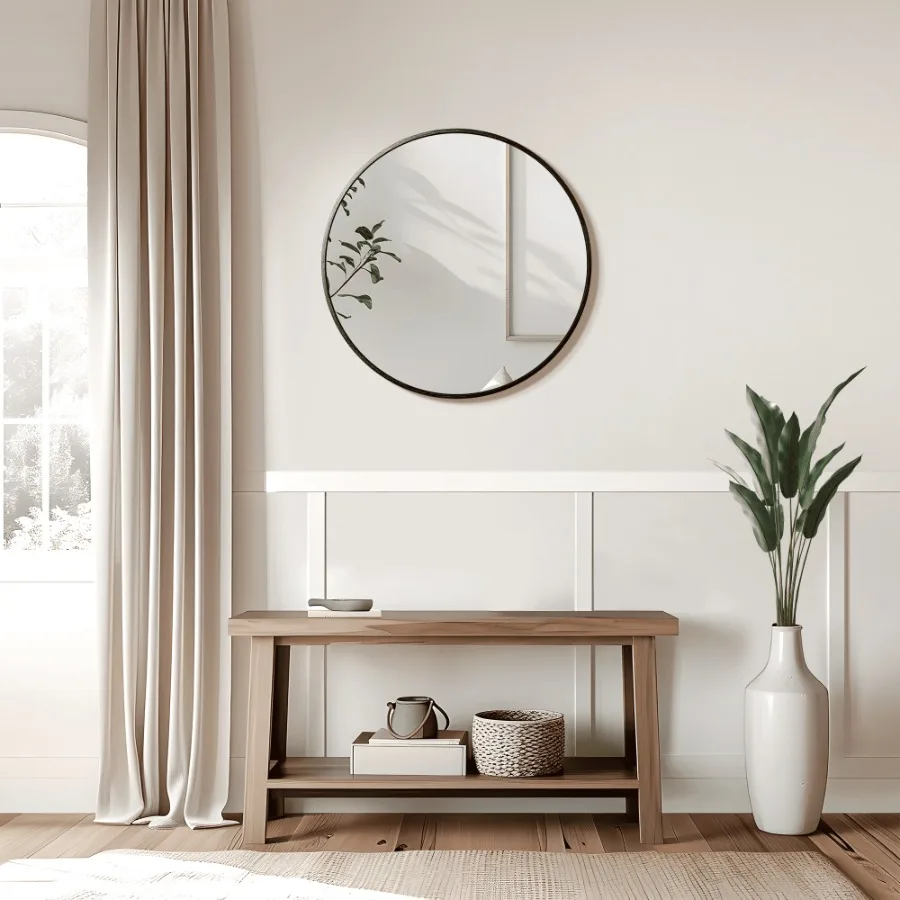 24"×24" Black Aluminum Slim-Frame Round Wall Mirror Minimalist Design for Any Room
24"×24" Black Aluminum Slim-Frame Round Wall Mirror Minimalist Design for Any Room